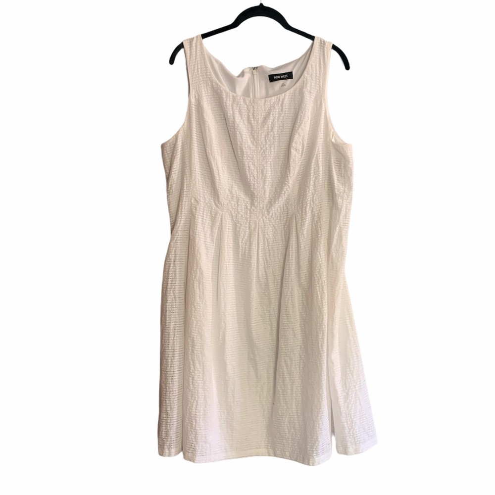 Nine West White A-Line Sleeveless Dress Size 14 NWT Cotton Blend